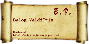 Balog Valéria névjegykártya